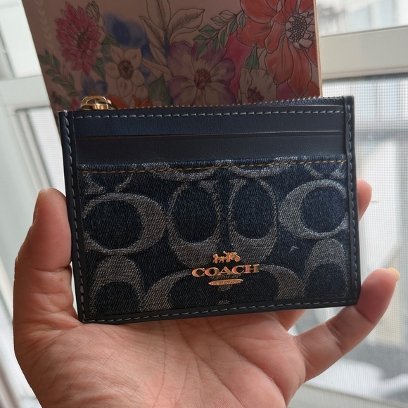 Coach Denim Signature Card Case - Picture 6 of 7